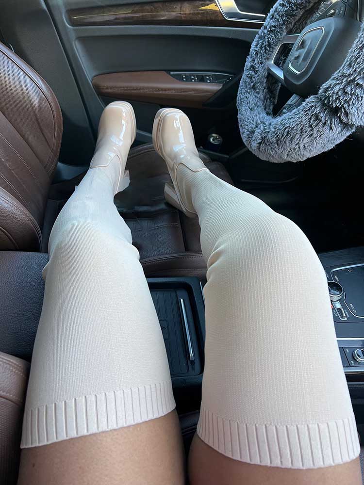 Knit & Leather Platform Boots