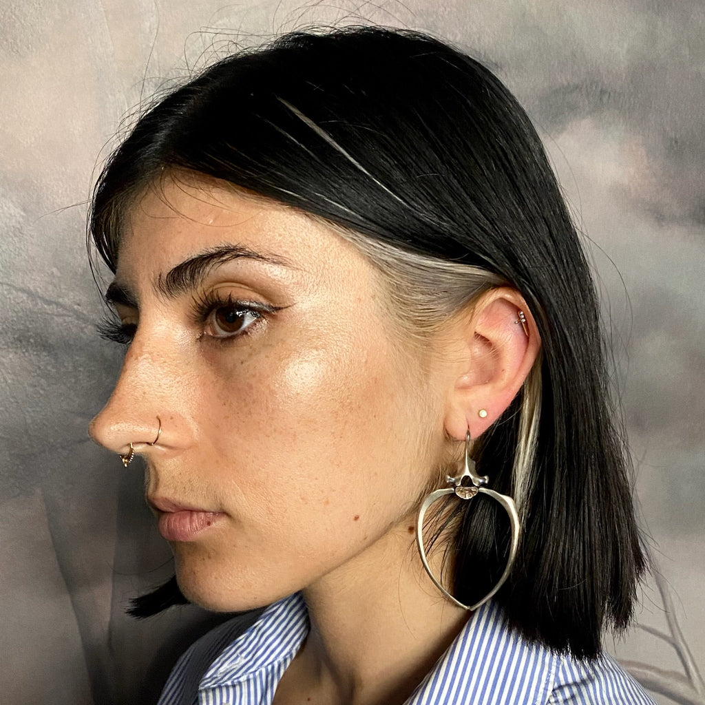 Gabriella Kiss Silver Large Raccoon Rib Earrings