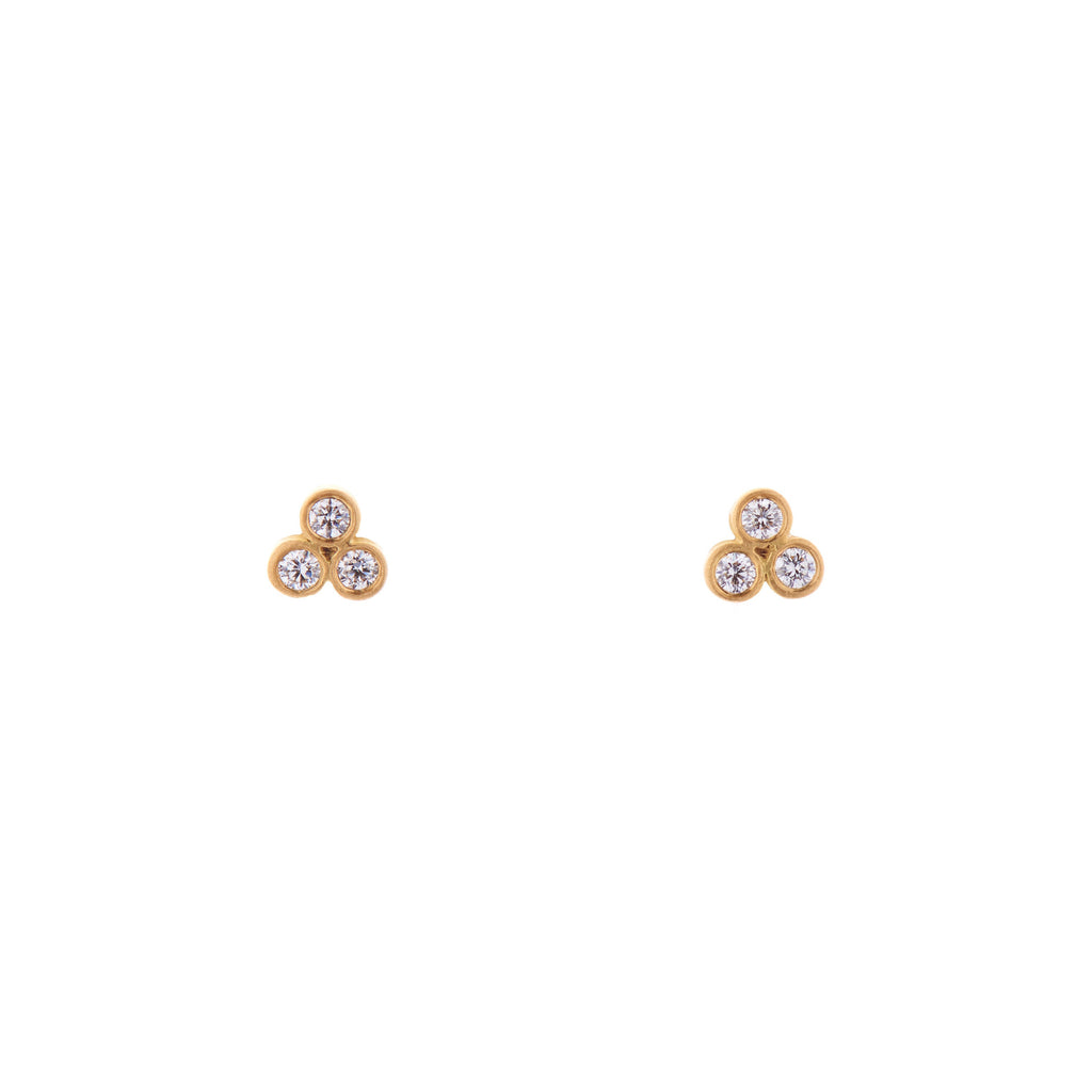 Marian Maurer 18k Triple Diamond Stud Earrings
