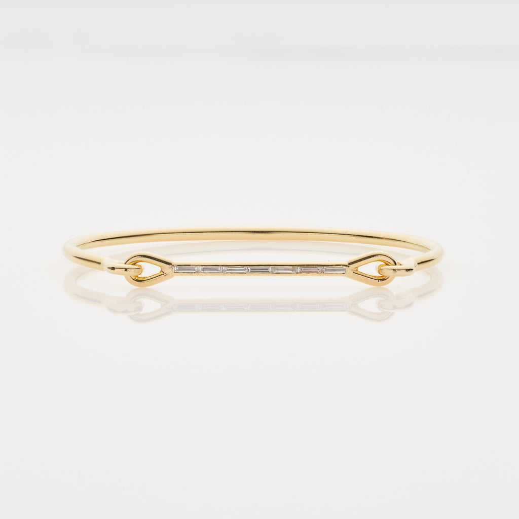 Tura Sugden 18k Heavy Weight Needle Eye Cuff with Diamond Baguettes