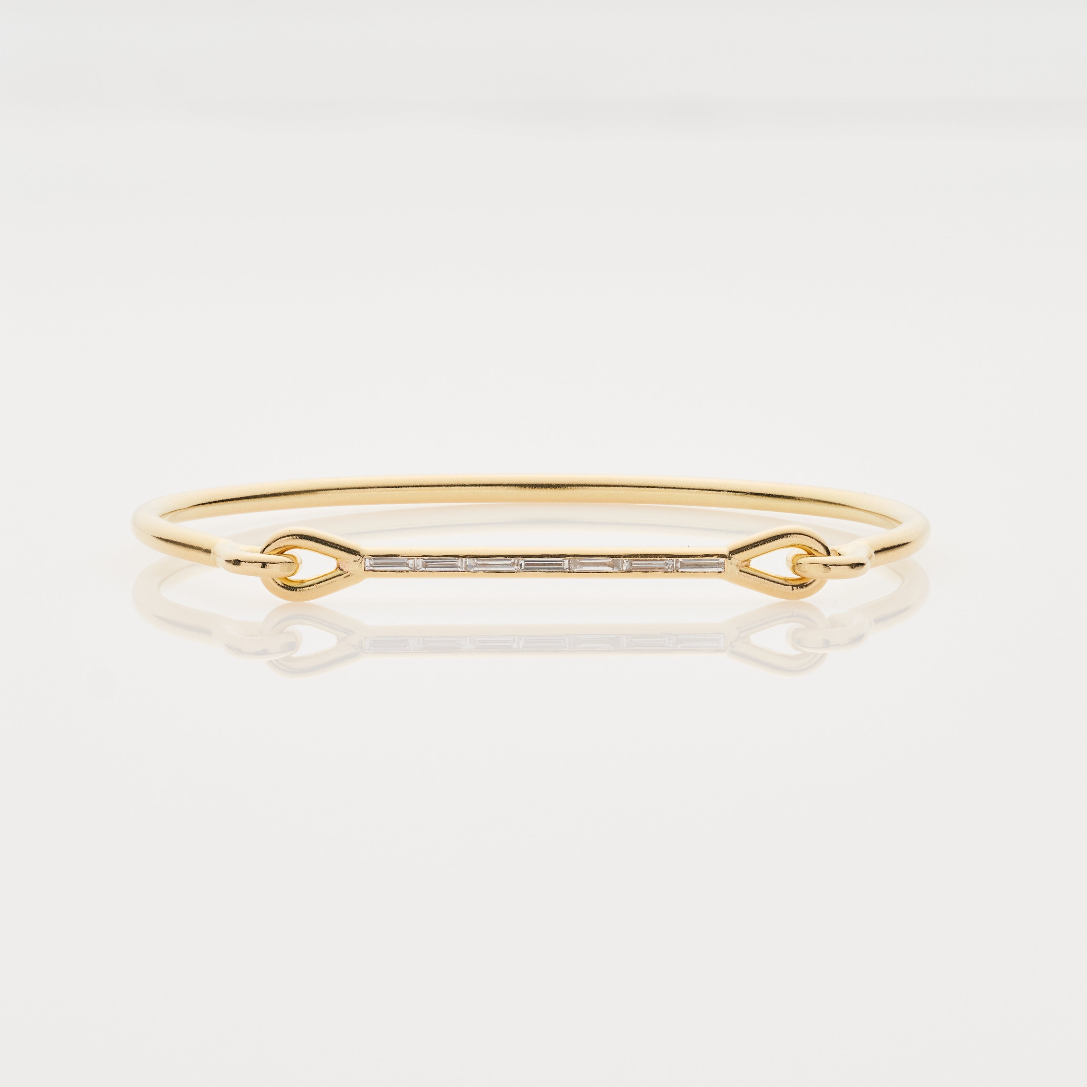 Tura Sugden 18k Heavy Weight Needle Eye Cuff with Diamond Baguettes