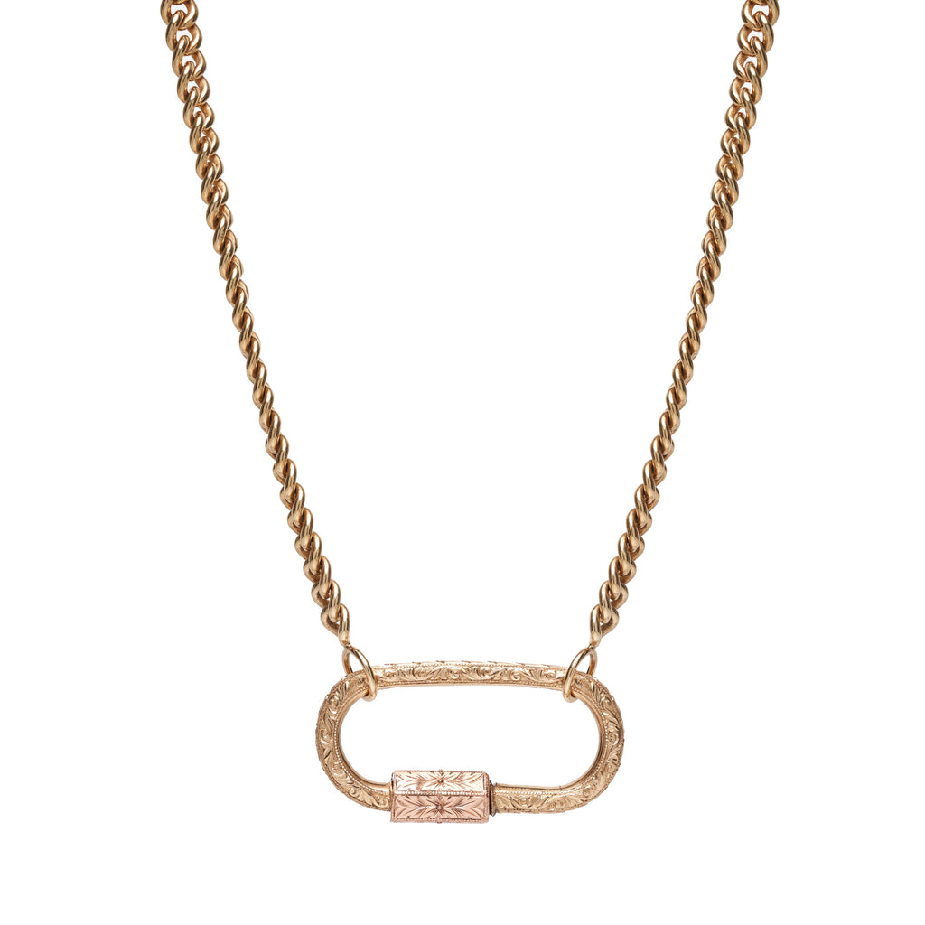 Marla Aaron 14k Yellow and Rose Gold Hand Engraved Regular Lock