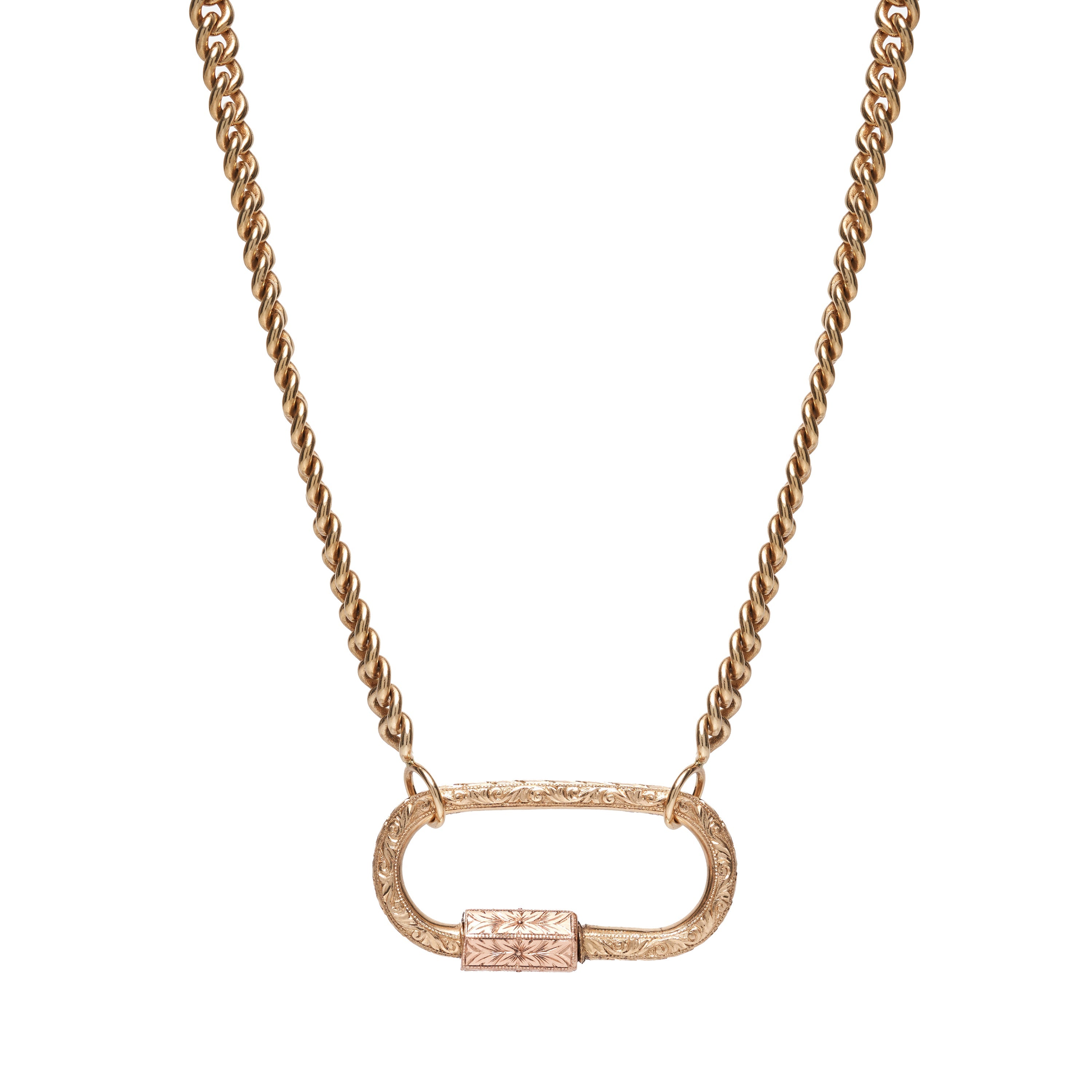 Marla Aaron 14k Yellow and Rose Gold Hand Engraved Regular Lock