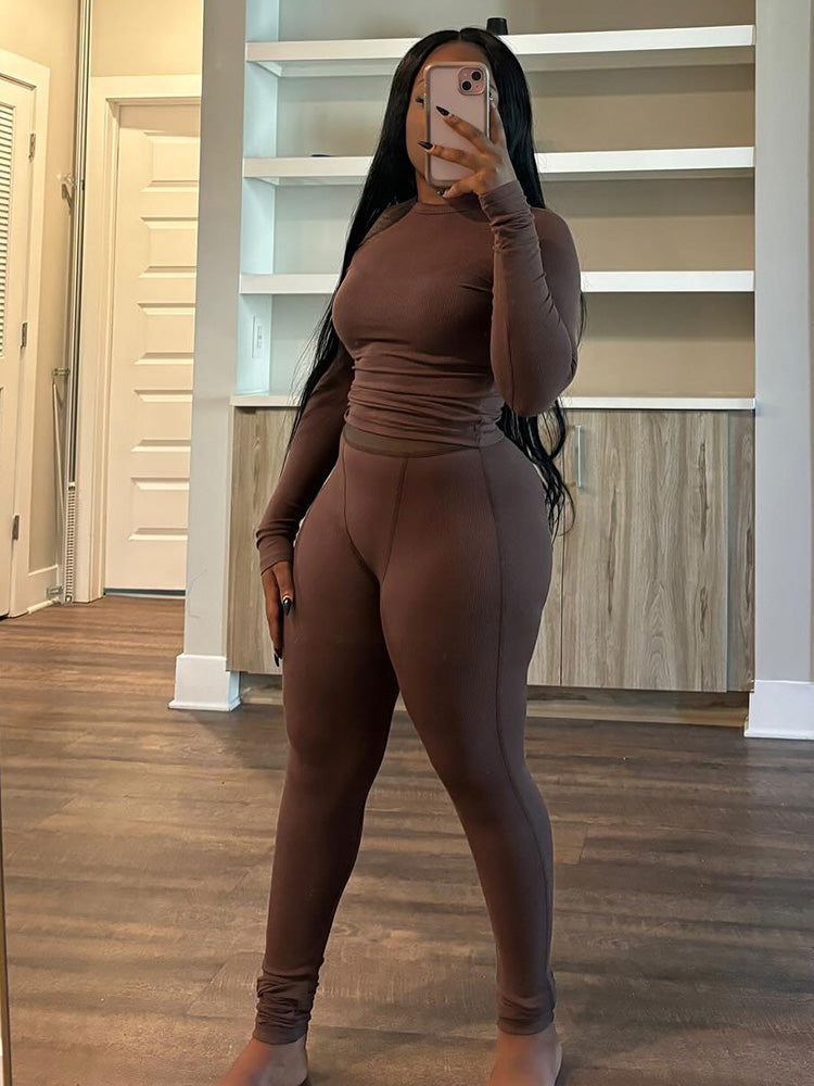 Basic Loungewear Crop Top & Leggings Set