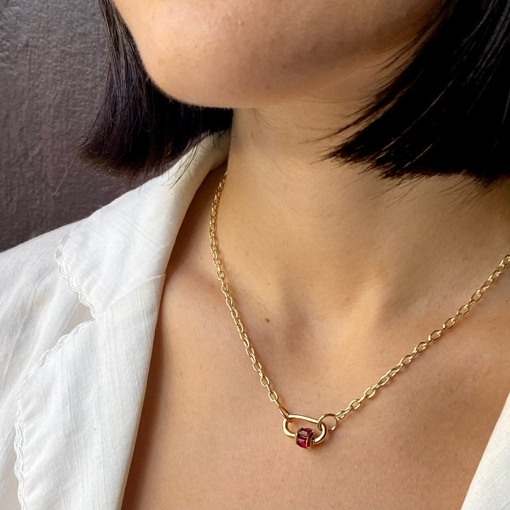 Marla Aaron 14k Yellow Gold Total Baguette Baby Lock with Ruby