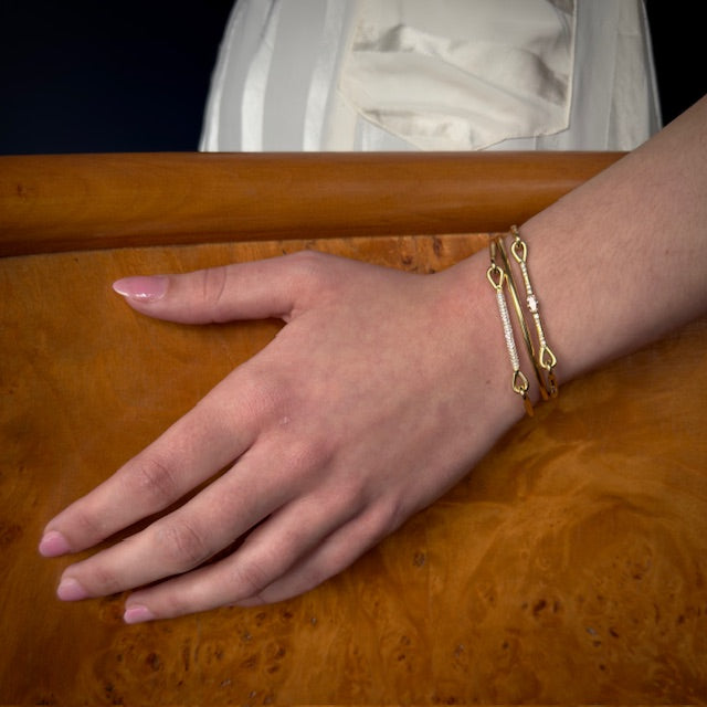 Tura Sugden 18k Yellow Gold Pave Diamond Needle Eye Cuff Bracelet