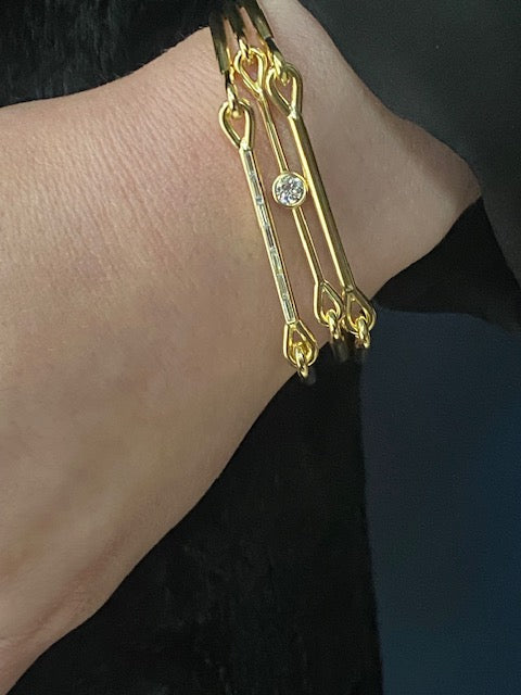 Tura Sugden 18k Heavy Weight Needle Eye Cuff with Diamond Baguettes