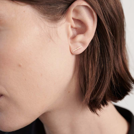 Kathleen Whitaker 14k Gold Long Staple Stud Earring