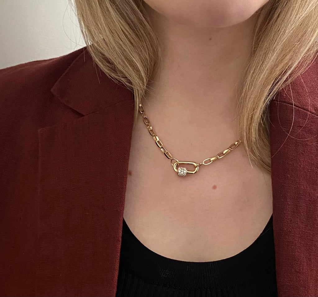 Marla Aaron 14k Yellow Gold Stoned Diamond Chubby Baby Lock