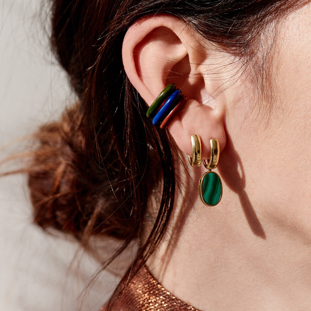 Marla Aaron 18k Pair of Yellow Gold Base Hoop Earrings